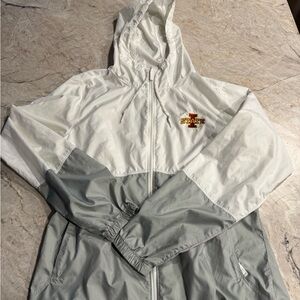 Columbia Two-Tone White and Gray Hooded Windbreaker with Iowa State Logo
